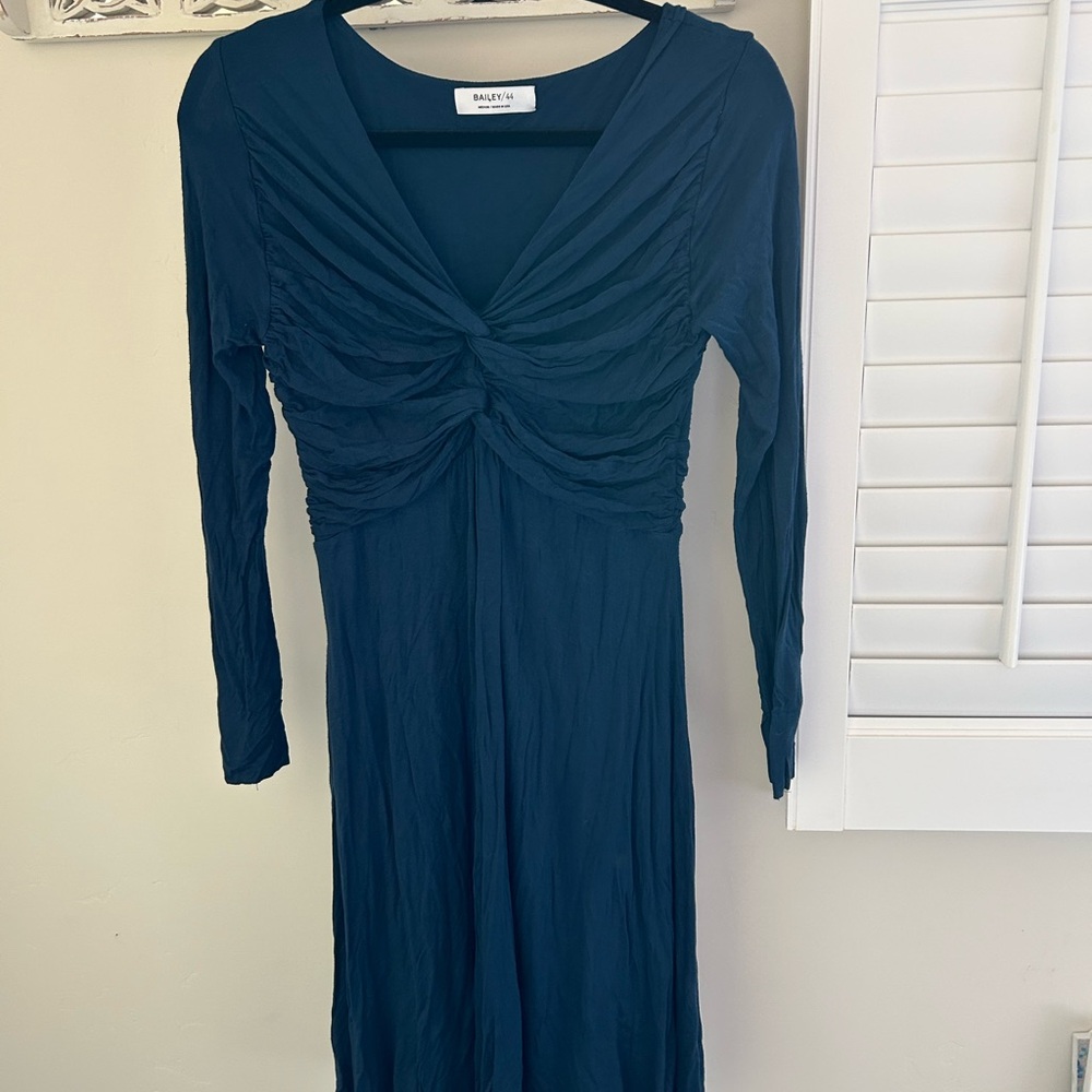 Bailey 44 Blue Ruched Wrap Cocktail Dress